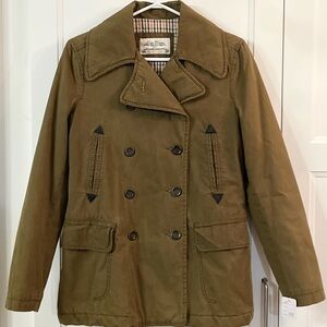 Women's Army Green Double-Breasted Quilted Jacket size M